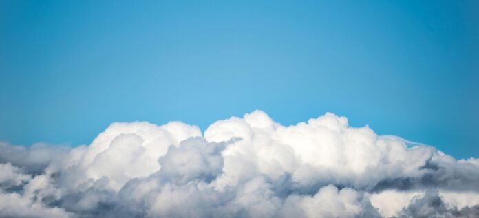 White clouds on the blue sky
